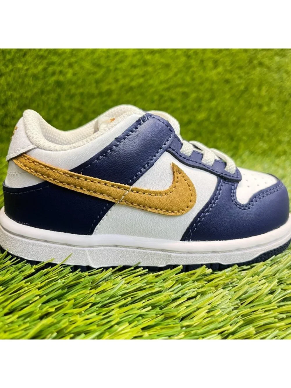 Nike Dunk Low Toddler Size 7C White Blue Athletic Walking Leather Shoes Sneakers
